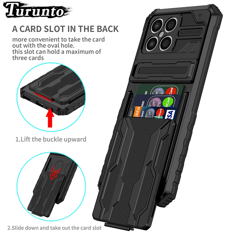 

Luxury Armor Shockproof Case For Huawei Honor X8 X9 X7 Card Slot Bracket Phone Cover For Honor Magic 4Lite X30 X30i Play 30 Plus
