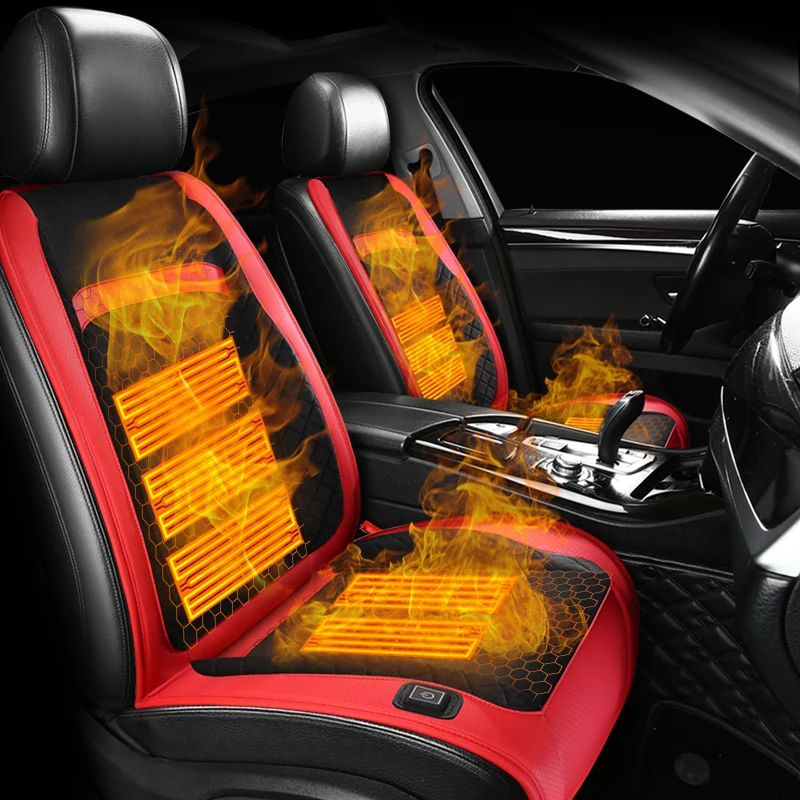 

Universal 12V/24V Heated Car Seat Cushion Graphene Heating Auto Start Stop Pressure Heating Suede Fabric Winter Seat Heater