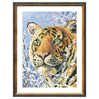 tiger in snow cross stitch package animal 18ct 14ct 11ct cloth cotton silk thread embroidery diy handmade needlework