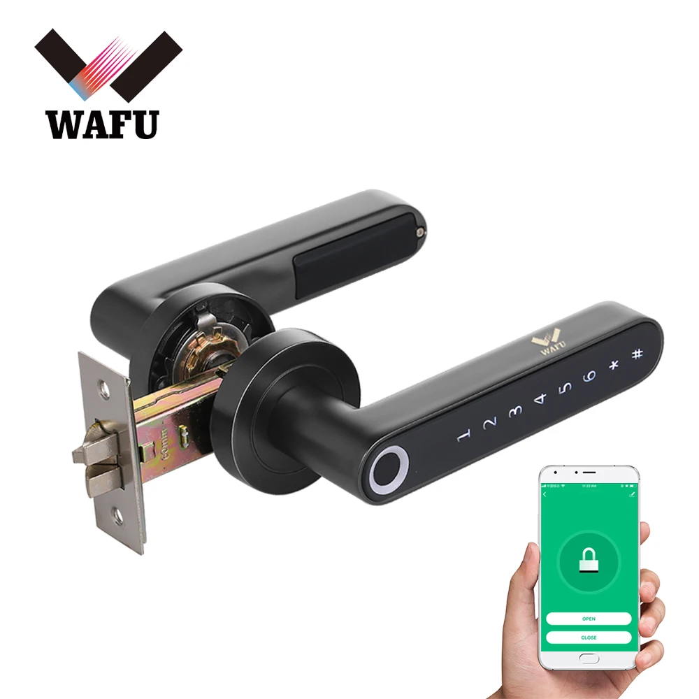 

WAFU WF-016 Tuya Smart Electronic Fingerprint Door Lock Smart Bluetooth Password Handle Lock APP Unlock Support iOS/Android