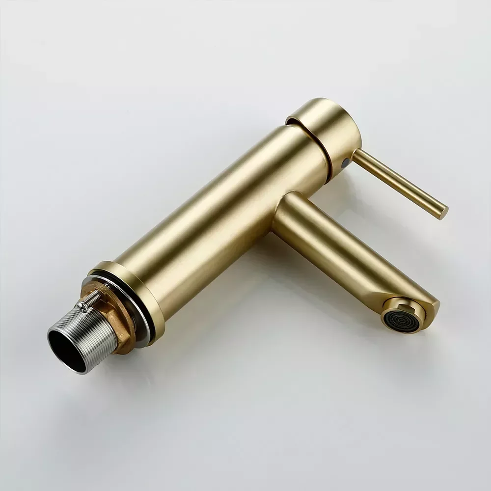 

Brushed gold Brass Single Hole Single handle Deck Mounted Basin Hot and cold water sink Bathroom Faucets