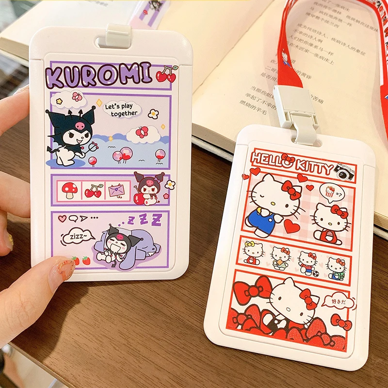 

New Kawaii Cartoon Photocard Holder Kpop Idol Photo Sleeve ID Card Student Bus Card Sleeve Lanyard School Stationery Gift
