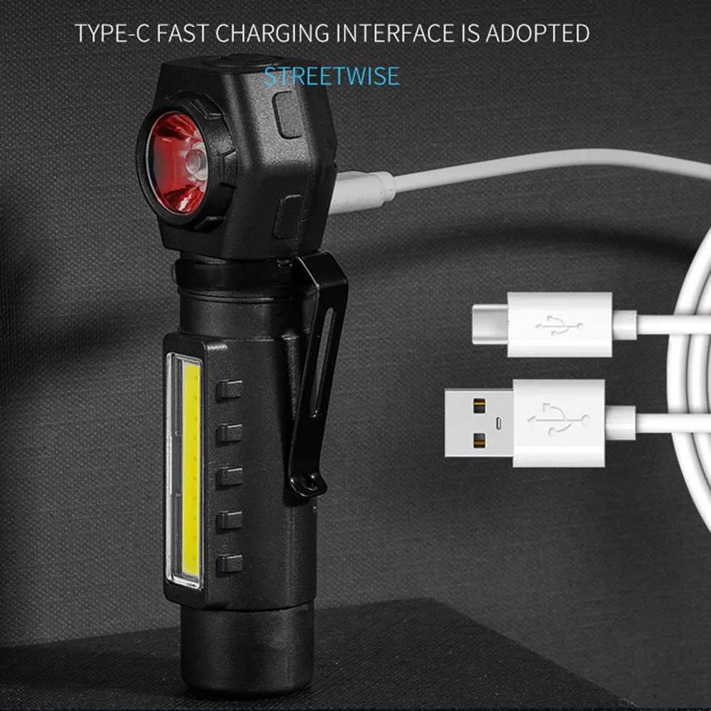 

Светодиодный фонарик COB с USB-зарядкой, водонепроницаемый фонарь для кемпинга, съемный многофункциональный, 5 Вт/1600 мАч, легкий для бега, велоспорта