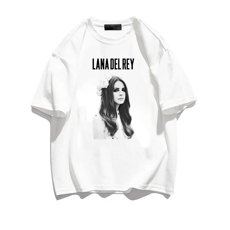 Lana Del Rey Graphics T-shirt Streetwear 90s Vintage Short-sleeve Cotton Casual Comfortable Quality Tees Pop Singer Clothing