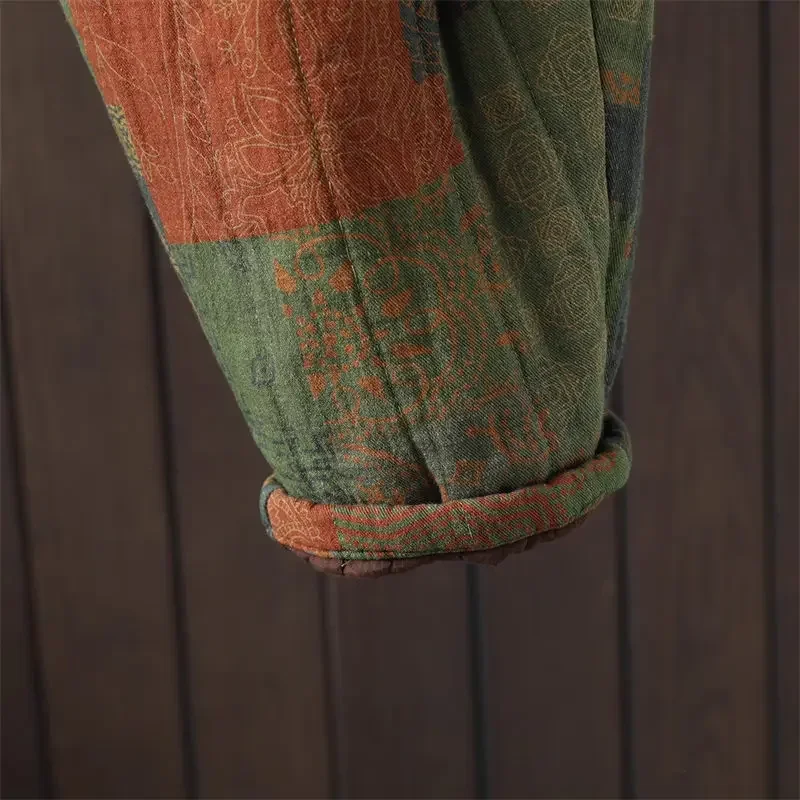 Geste Ppte Hosen Retro Elastische Taille Kunst Frauen Lose Große Herbst/Winter Outwear Bedruckte Yalssige Baumwoll Hose ERFW