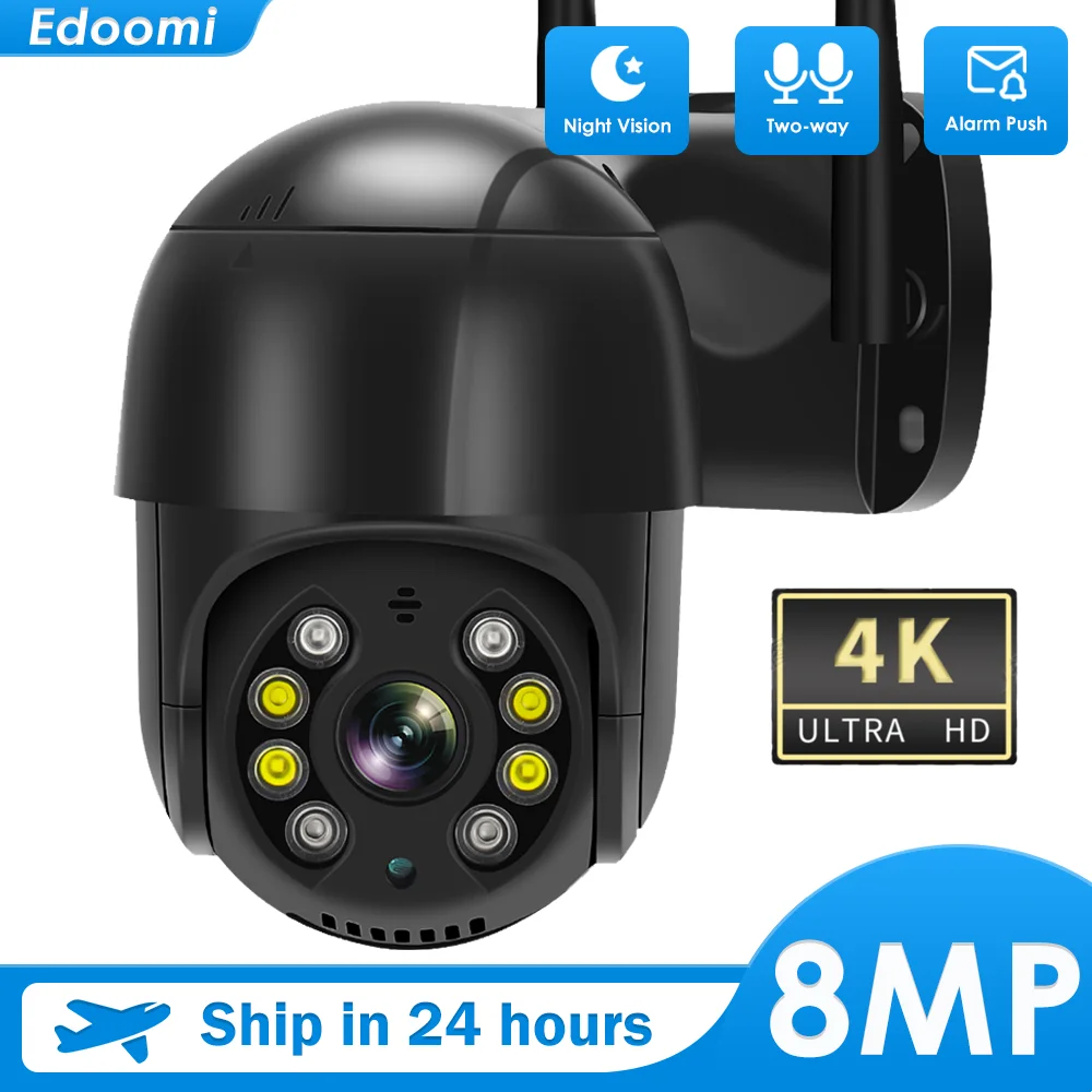 4K WiFi IP Camera Outdoor Wireless Video Surveillance 5MP Dome Cam Support Onvif 1080P Home Security Protection ICsee Black