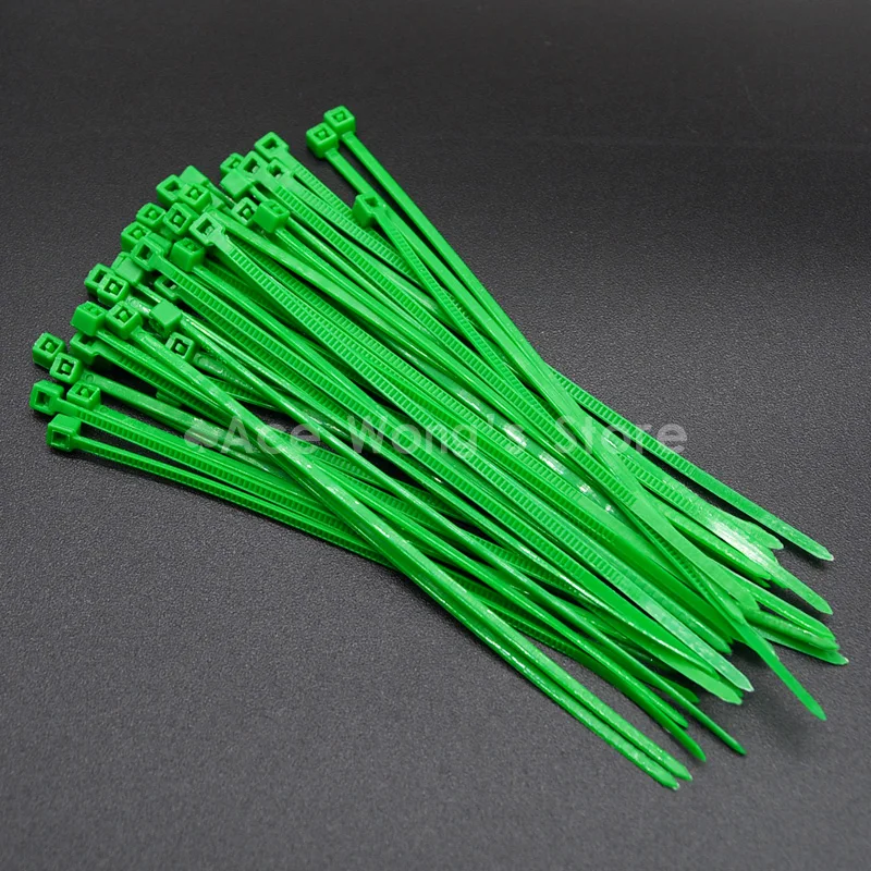

Зеленые Заводские самоблокирующиеся пластиковые нейлоновые кабельные стяжки 100 шт./упак. 3*100 мм, ширина 2,5 мм