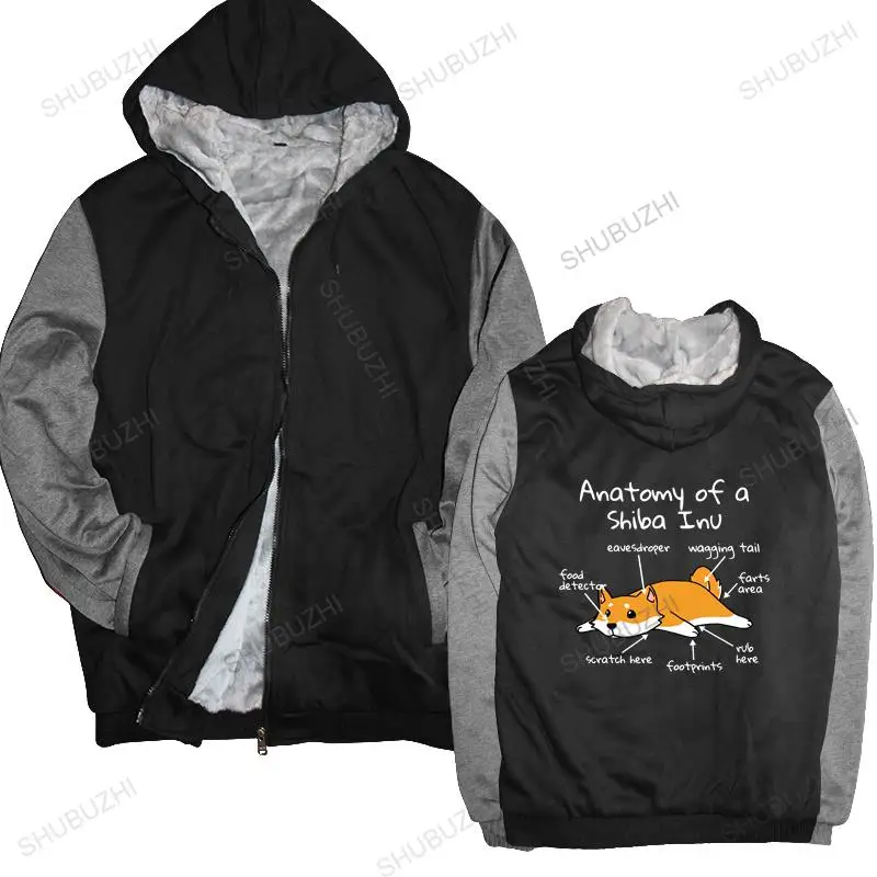 

warm coat men fleece hoody Funny Anatomy Of A Shiba Inu Men Humor thick hoody Japanese Pet Dog Lover men winter sweatshirt