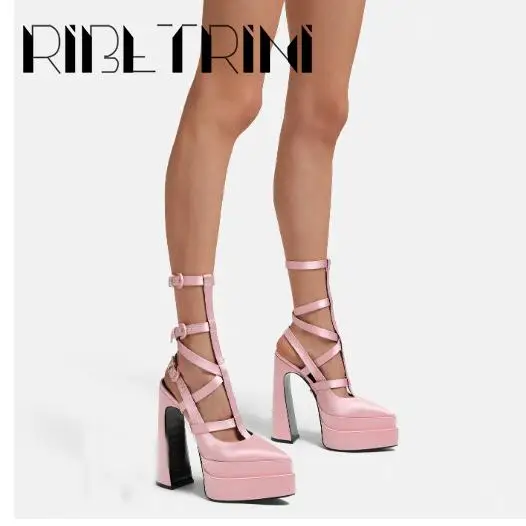 

Сандалии женские летние с острым носком и двойной платформой