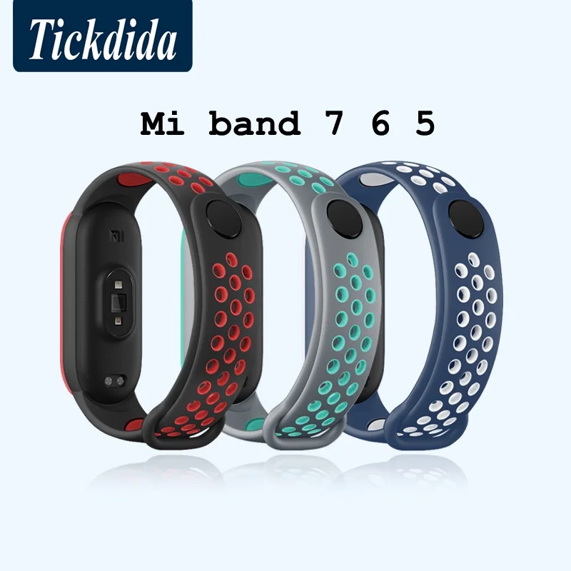 

Porous Breathable Strap for Xiaomi Mi Band 7 NFC Sport Bracelet Watch Wrist Strap for Mi Band 5 6 7 Silicone Strap