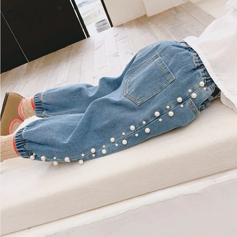 

CrisckyBaby Clothing Children's Jeans for Girls Denim Trouser Baby Girl Pants Sport Kids Sweatpants Outdoor Teenagers Pants