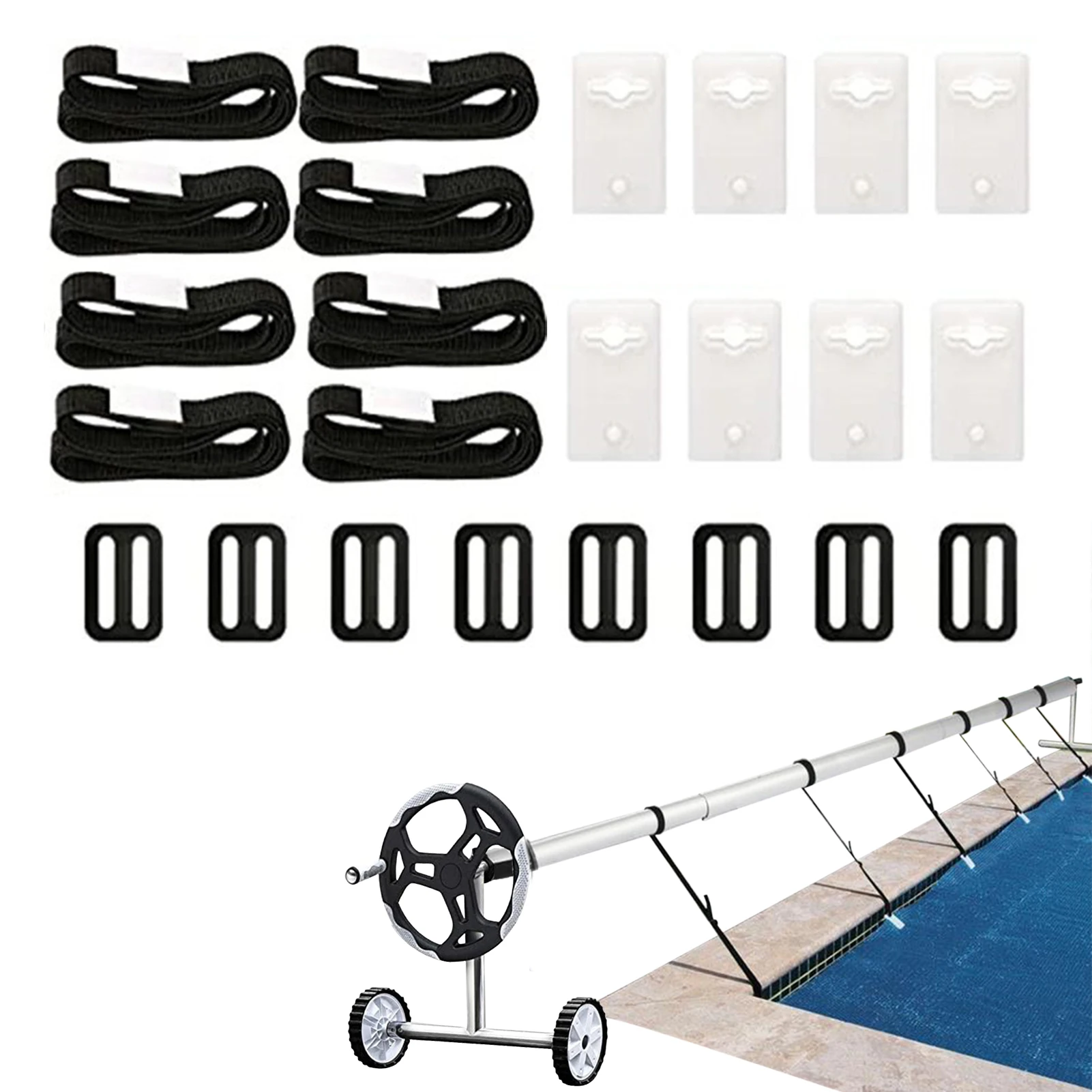 

Pool Cover Reel Straps Solar Cover Reel Attachment Kit Pool Solar Cover Reel Attachment Kit 24pcs Universal Pool Cover Strapping