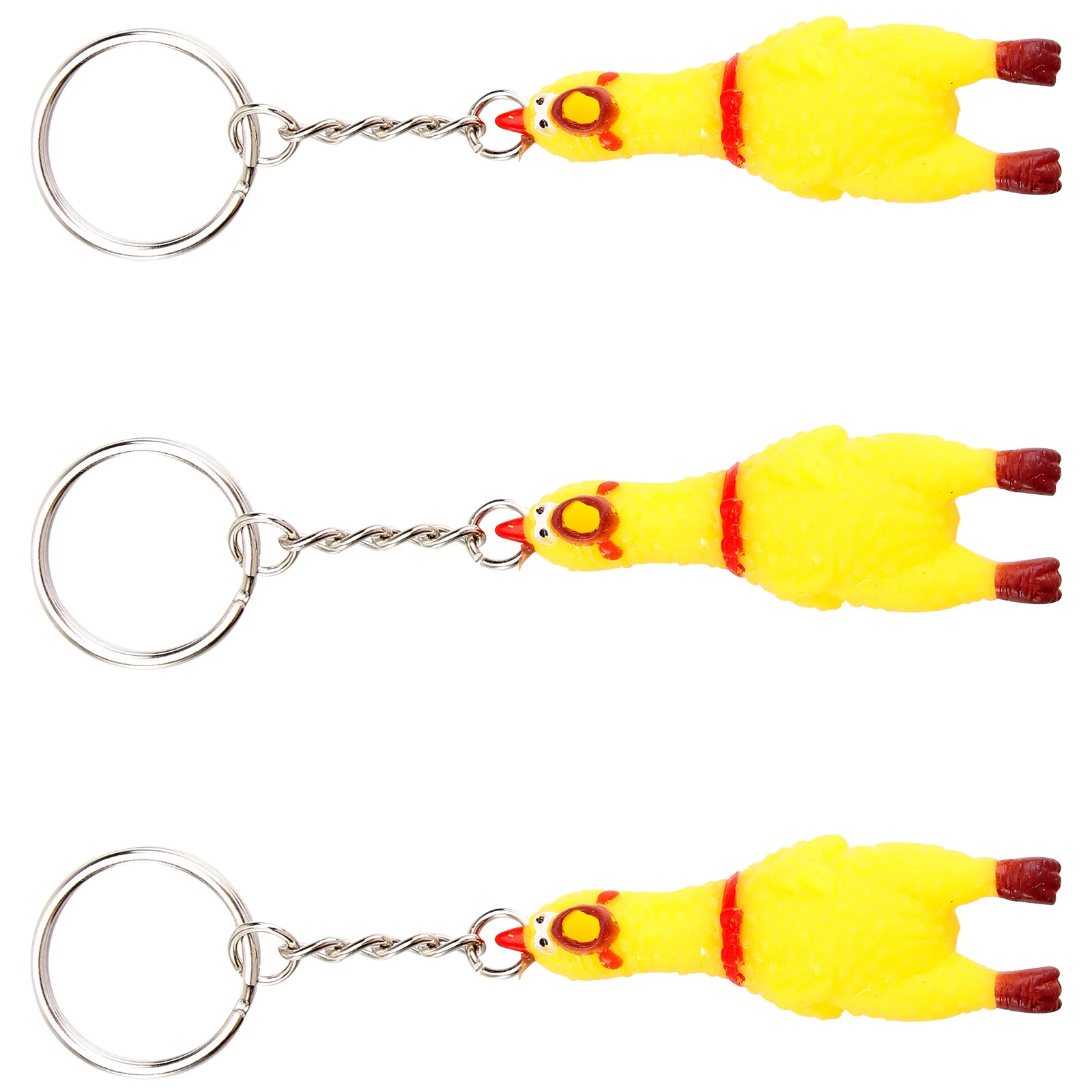 

Chicken Keychain Rubber Screaming Toy Key Squeeze Pendant Keychains Funny Squeaking Mini Charm Squeaky Chains Dog Chain Lanyard