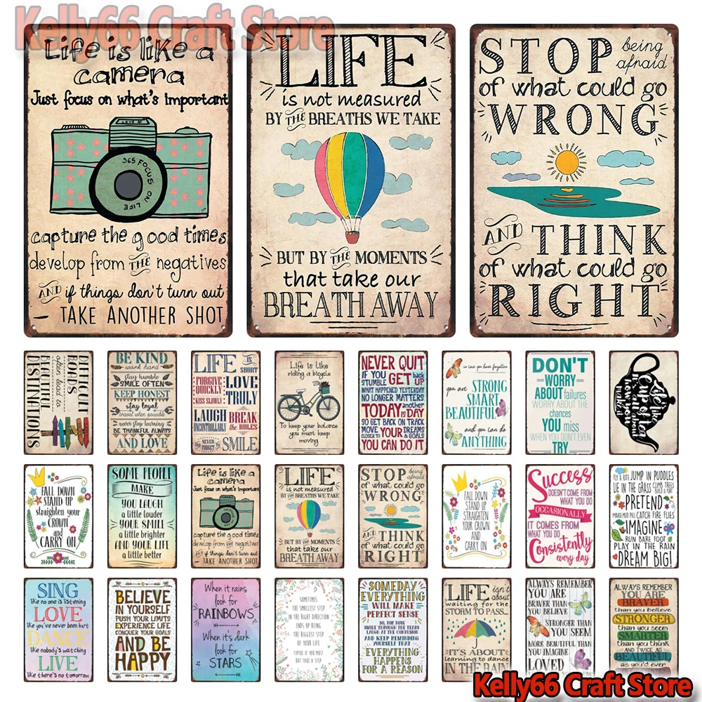 Оловянный плакат [Kelly66] с надписью Life Stop Bad Think Right, металлический знак, декор для спортивной бары, настенная живопись, 20*30 см, LA-70