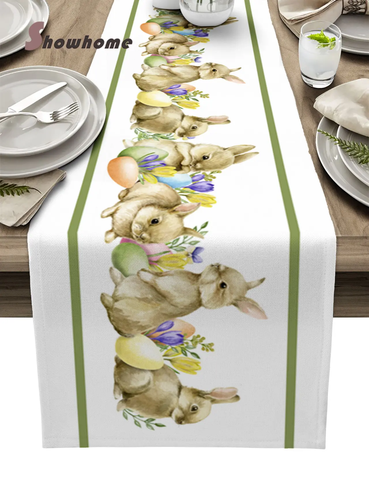 

Easter Bunny Egg Table Runner Wedding Decor Table Cover Modern Holiday Party Dining Table Decor Tablecloth
