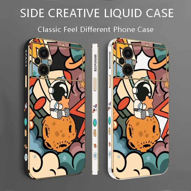 Star Astronaut Luxury Plating Phone Case For Xiaomi Poco M5 F4 F4 GT X4 X4 GT M4 Pro F3 X3 M3 X3 NFC X2 X3 Pro C40 Cover
