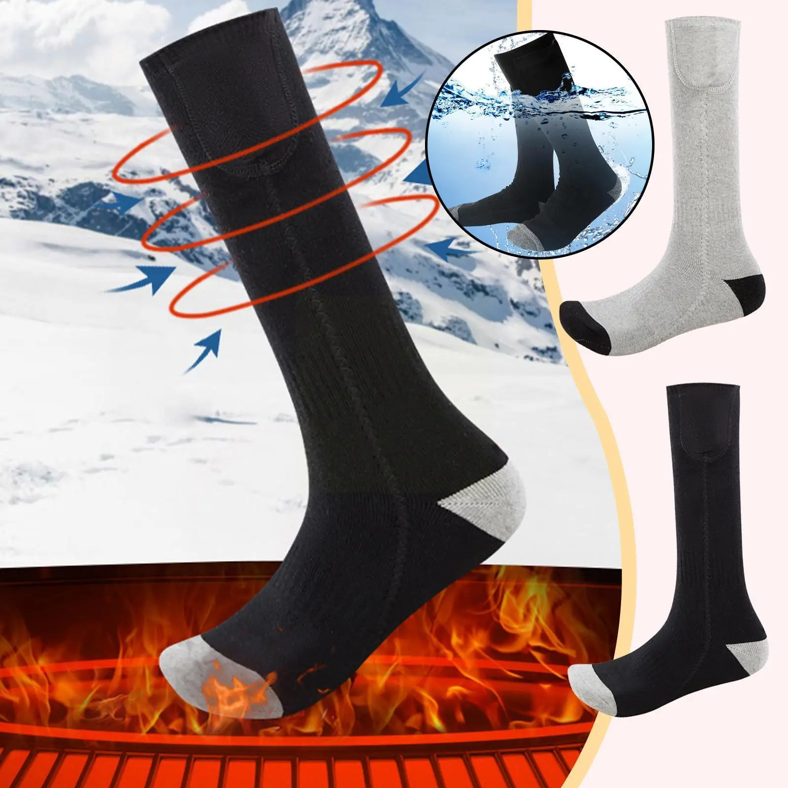 

1 Pair Winter Warm Electric Heated Socks For Men Women Long Tube Usb Rechargeable Heating Thermal Socks Foot Warmer Artifac B8B7