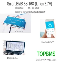 topbms smart bms 3s 4s 12v 6s 7s 24v 10s 36v 12s 44 4v 13s 14s 48v 16s 60v 150a bluetooth rs485 can lithium battery 3 7v 4 2v