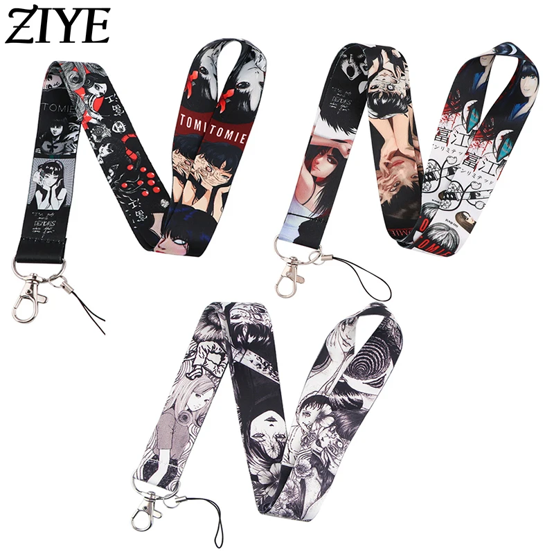 

Horror Anime Junji Ito Collection Lanyards Keychains Tomie Neck Straps Hang Rope For Keys ID Card Mobile Phone Badge Holder Gift