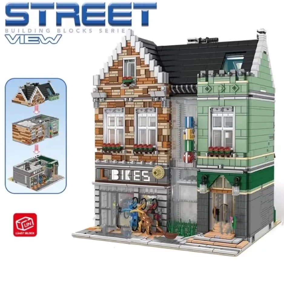 

Creative Expert Street View Modular Mini Bike Shop Minerals Shop Moc 7286 Bricks House Model Building Blocks Assembly Square