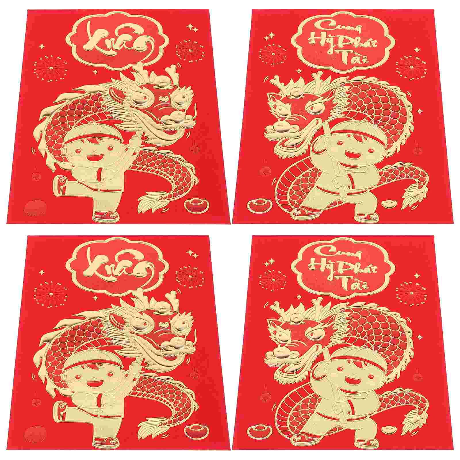

12Pcs Red Envelopes The Year of Dragon Red Packets Luck Money Envelopes New Year Red Envelopes