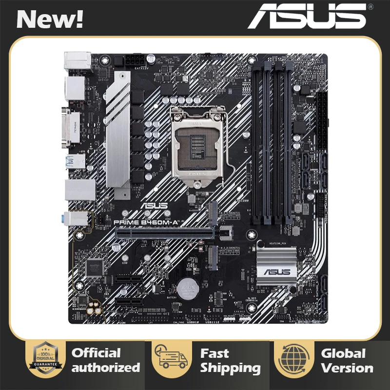 

ASUS motherboard PRIME B460M-A LGA1200 supports AURA SYNC RGB headers, dual M.2, DDR4 2933MHz