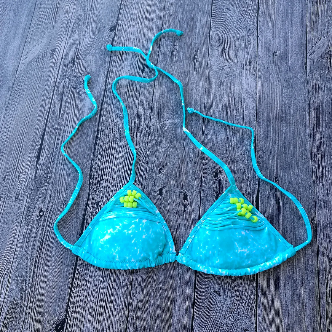 Женское бикини синий треугольный купальник с заниженной талией бразильские