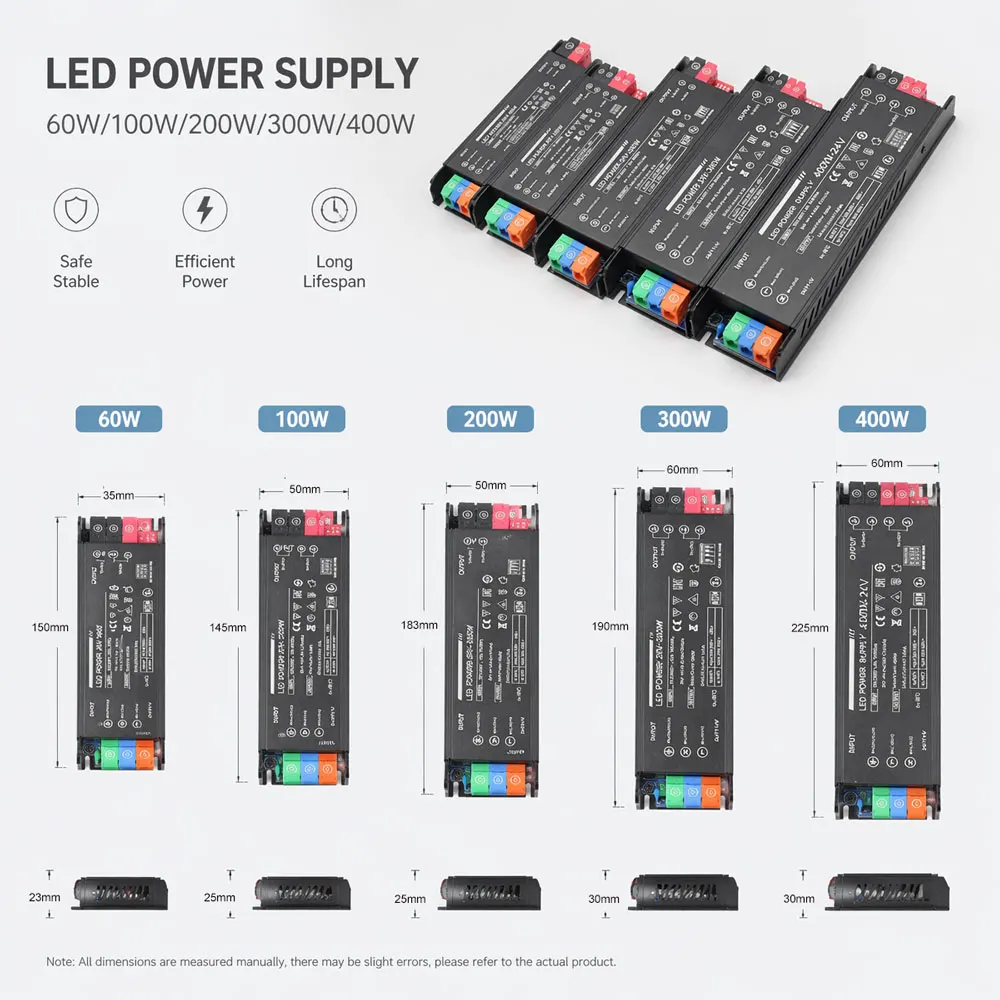 Фото Диммируемый LED-блок питания с 2/4-позиционным DIP-переключателем для регулировки яркости, трансформатор для LED-освещения 60W/100W/200W/300W/400W, драйвер 12V 24V №2