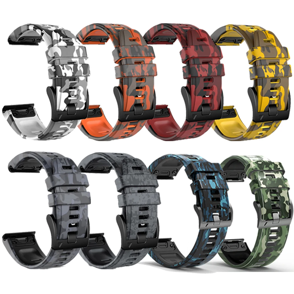 Фото QuickFit 26/22 мм ремешок Fenix 8Pro для Garmin Fenix E 8 47 51 мм 7 7X 6 6X 5 5X/Epix/970 965 955 камуфляжный силиконовый ремешок-браслет №2