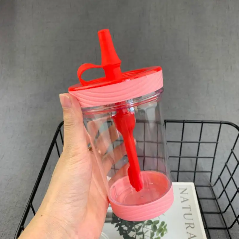 

Water Bottle drink thick Straw Cup Simple Creative Portable Students Transparent Color handy large mouth plastic Water Bottle