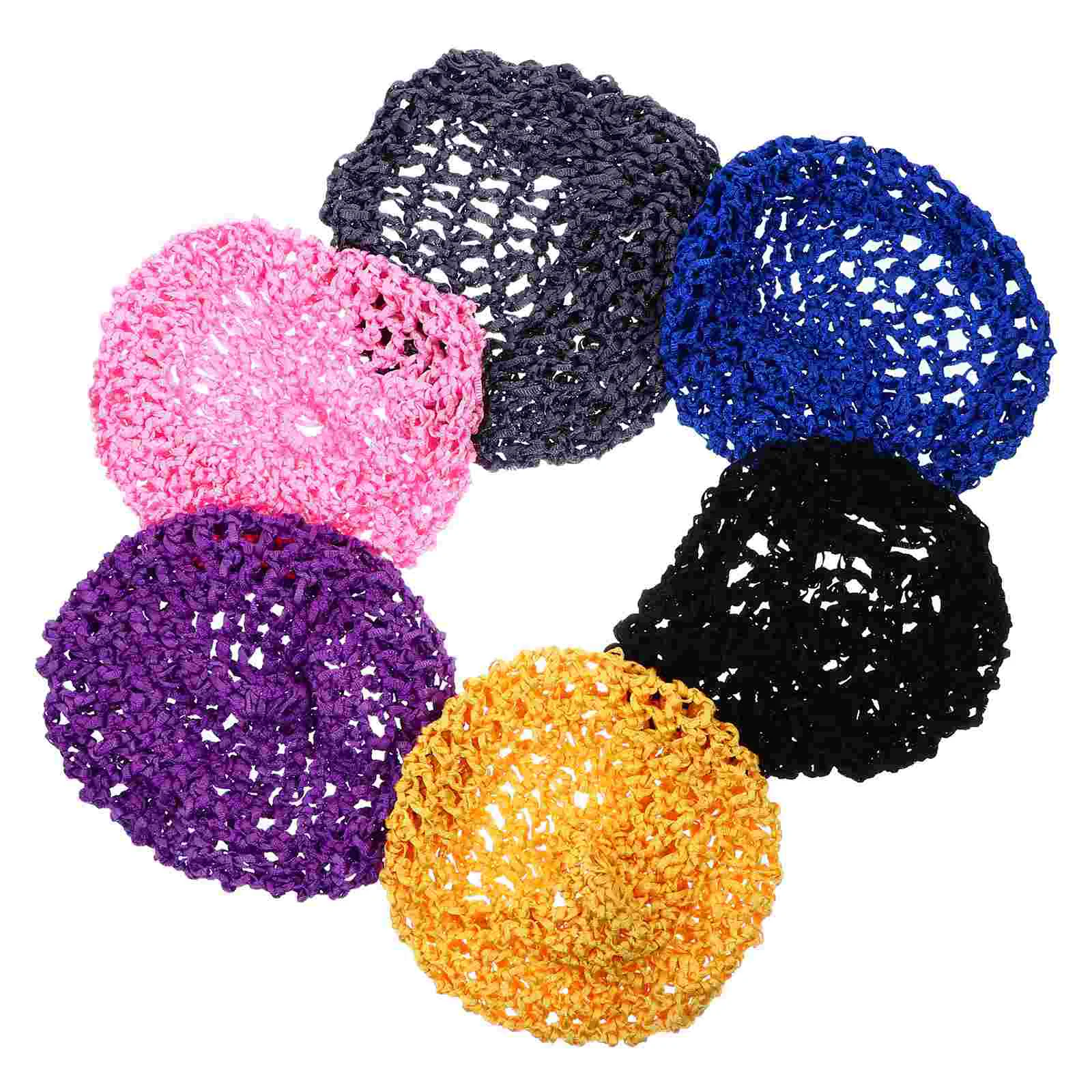 

6pcs Crocheted Hair Net Practical Crocheted Hairnet Colored Crocheted Hairnet