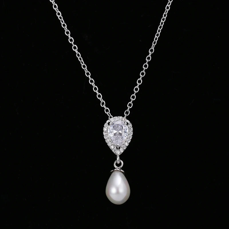 Комплект из серег и ожерелья LXOEN с белыми Фианитами изысканные ювелирные