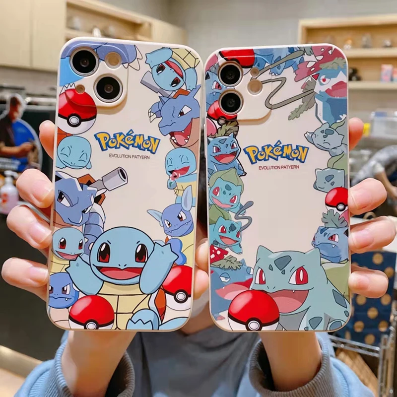 Чехол с покемоном Пикачу Дженни черепахой для iPhone 12 13 Pro Max Mini 11 X XR XS MAX SE2020 8 7 6 6S Plus