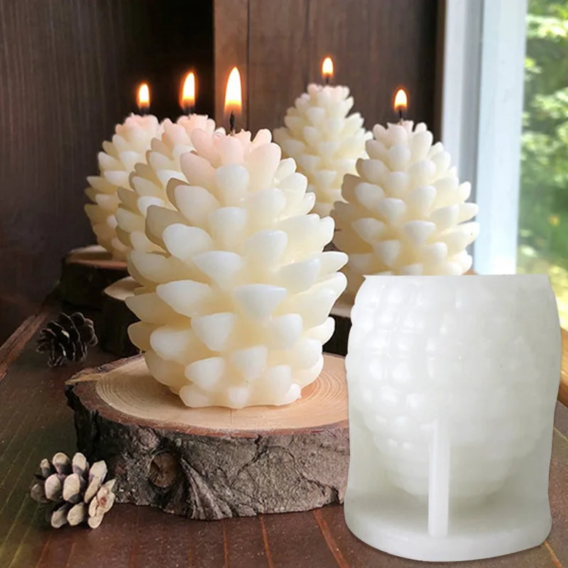 

3D Christmas Pine Cone Silicone Candle Mold DIY Handmade Aromatherapy Gypsum Resin Pinecone Crafts Making Home Xmas Decoration