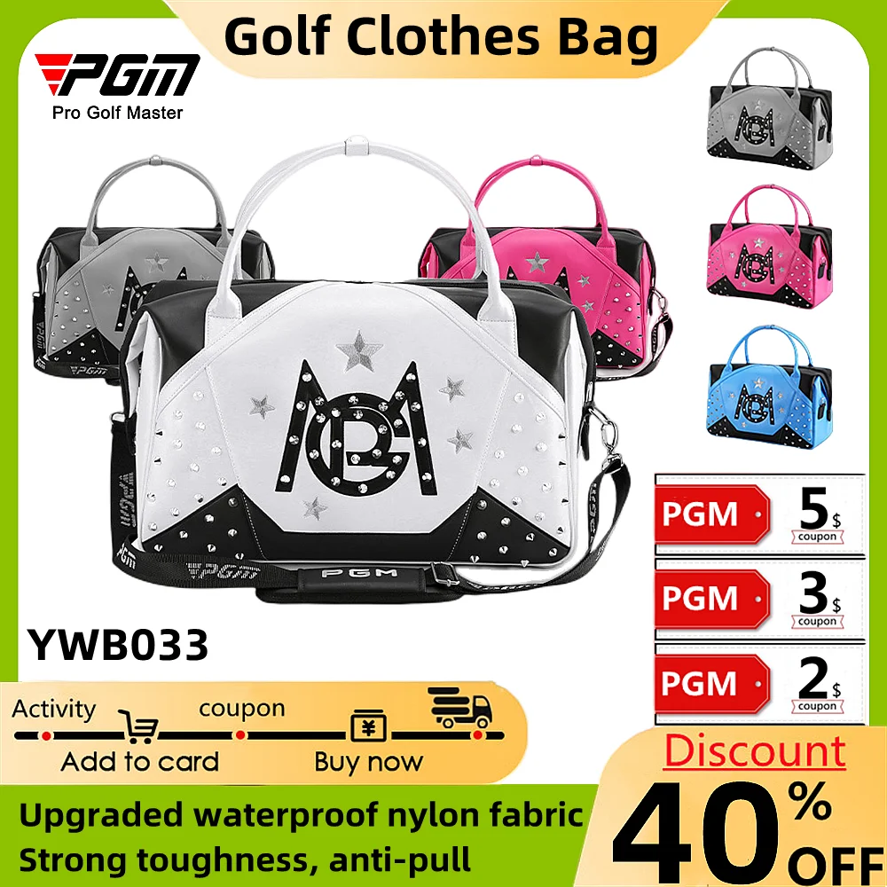 PGM Ladies Golf Bag Outing Training Microfiber Leather Luggage Bag Shoes Storage Bag Korean Version Handbag Casual Commuter Bag