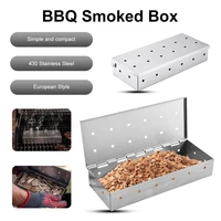 stainless steel bbq smoke box outdoor camping washable foldable wood chip smoker for meat smoky flavor barbecue tools