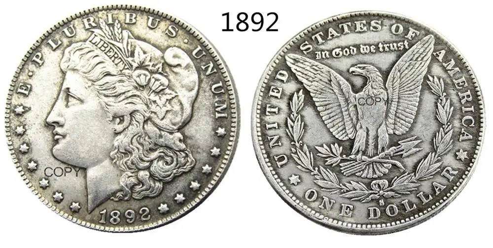 Монета с посеребренным покрытием $1892S Моргана