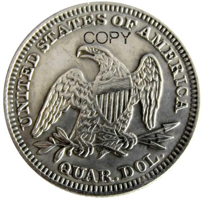 Фото США 1850 P/O Seated Liberty Quater доллар Посеребренная КОПИЯ монета №2