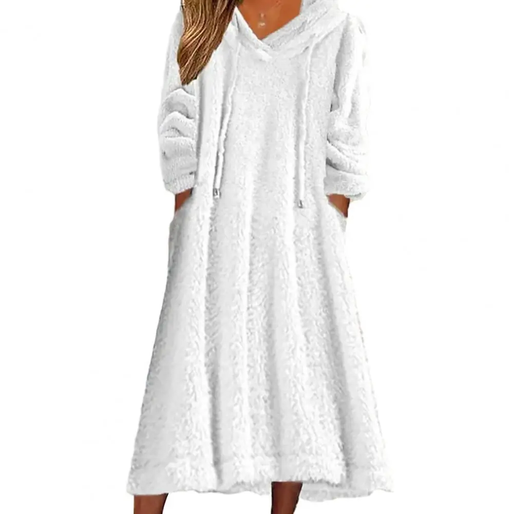 

Фланелевое платье, удобное Фланелевое платье с капюшоном, стильная женская мода на осень/зиму, мягкая теплая повседневная одежда, фланелевый материал для женщин