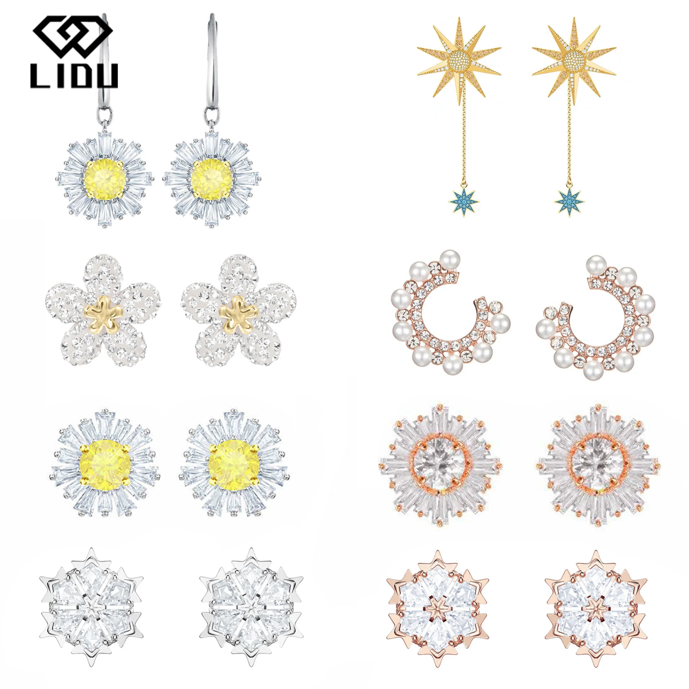 

LIDU High Quality Exquisite Fashion Flowers Sunflower Earrings Gift To Friends Free Mail Manufacturers Wholesale