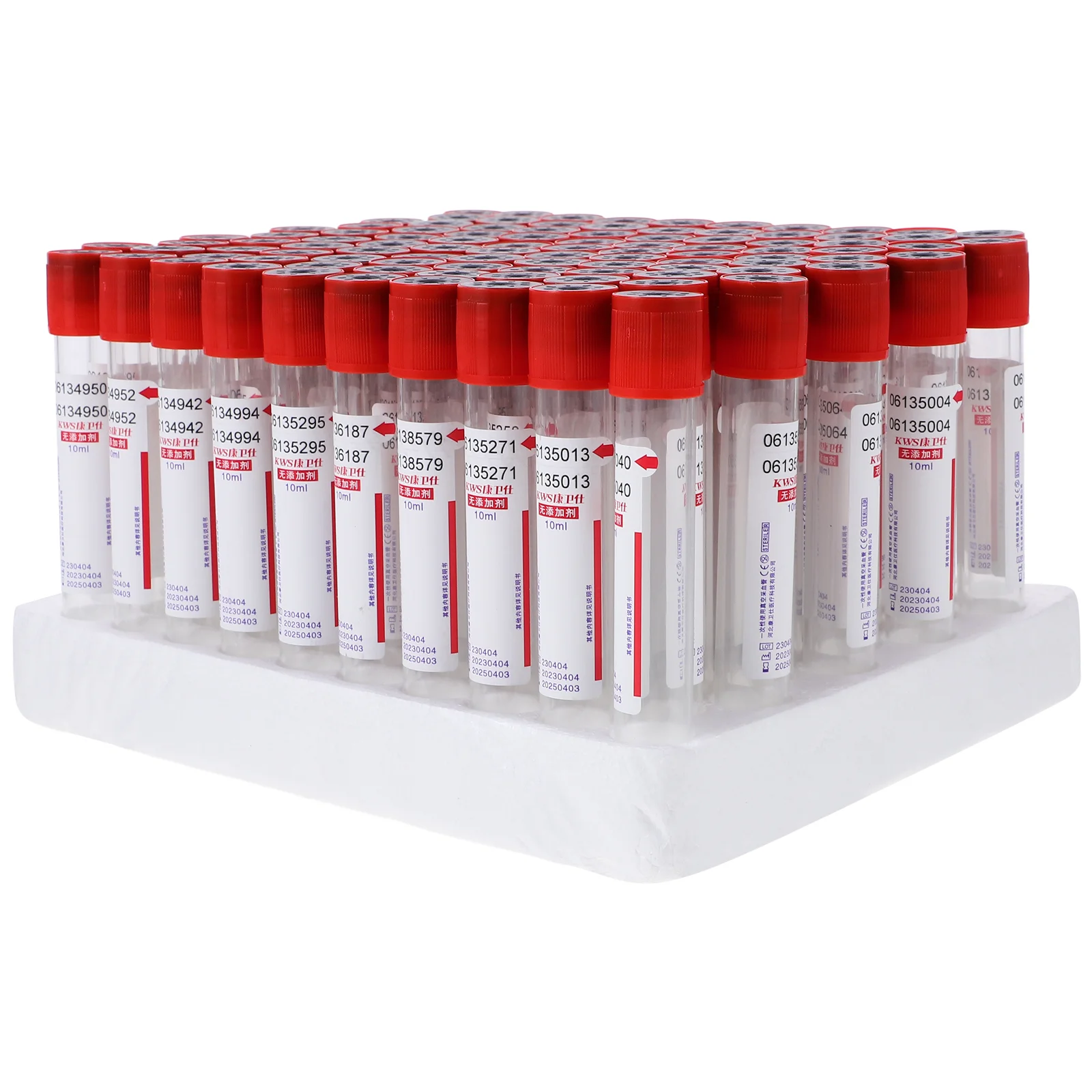 

100 Pcs 10ml Blood Collection Tube Test Tubes Lids Collecting Disposable Red Vacuum Glue Head Glass Negative Pressure Collector