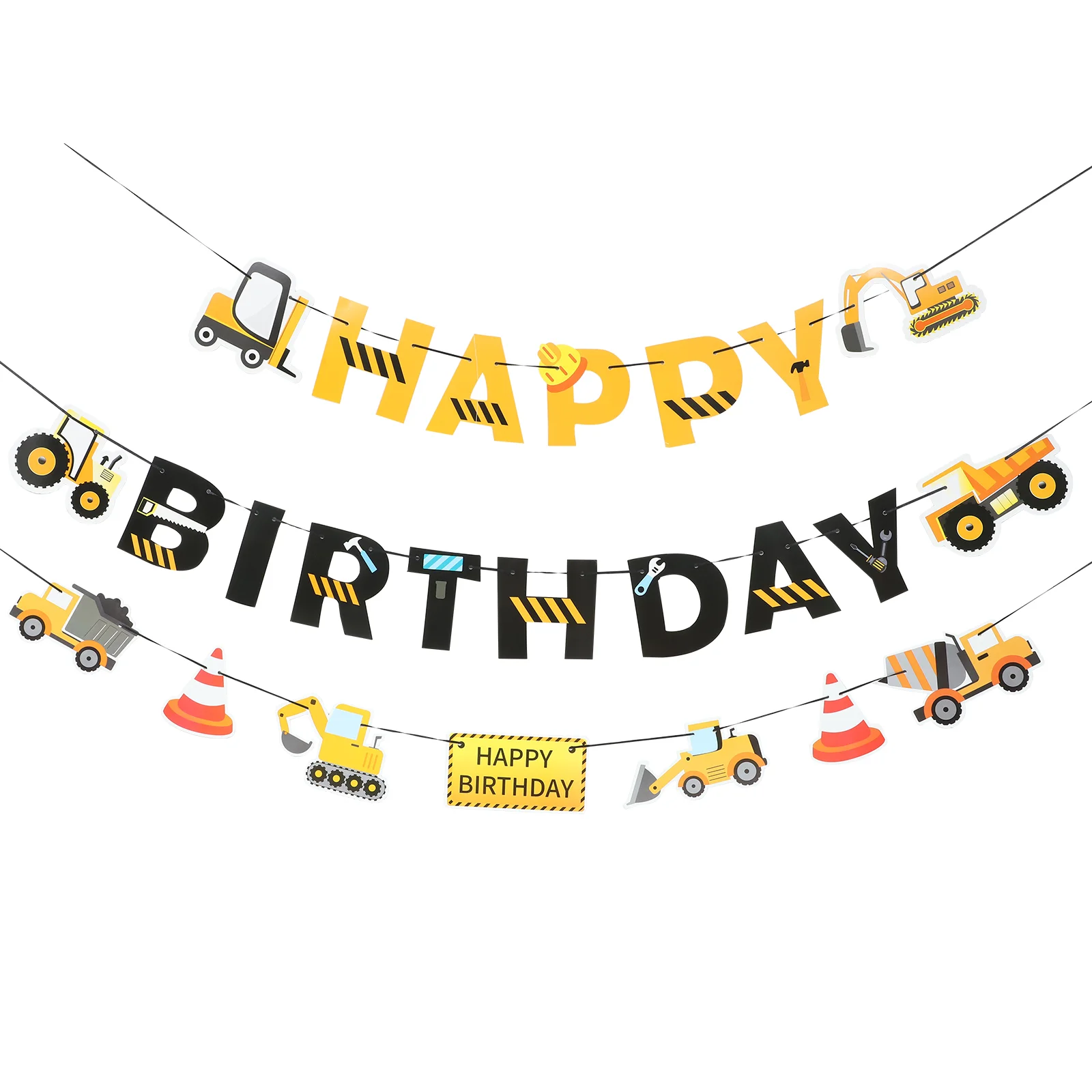 

2pcs Boys Birthday Decoration Construction Birthday Party Supplies Birthday Sign Banner Party Photo Props