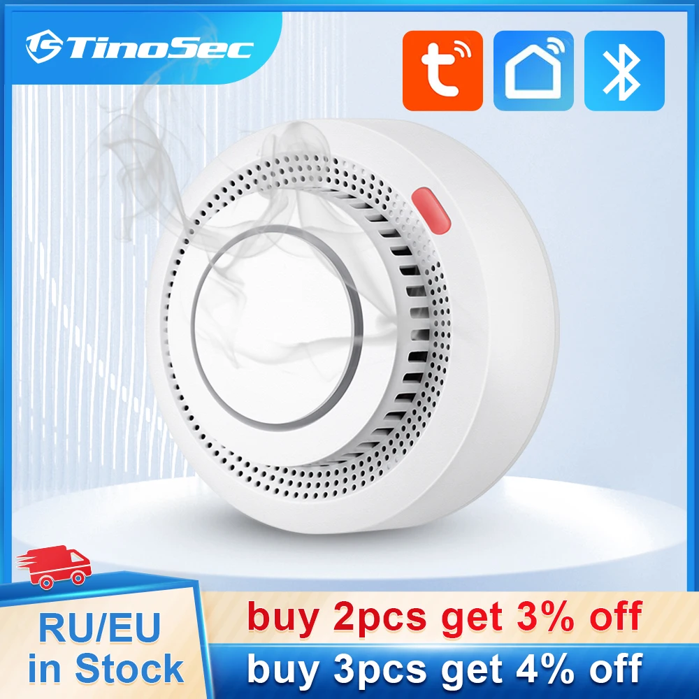 

TinoSec Wireless Tuya Smart Independent Smoke Alarm Indoor Home Security 80 dB Sound Fire Alarm Sensor Smart Life APP Control