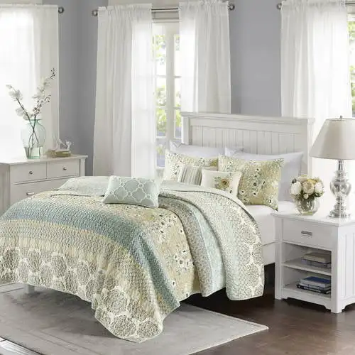 

Loraine 6 Piece Cotton Sateen Printed Coverlet Bedding Set, Full/Queen