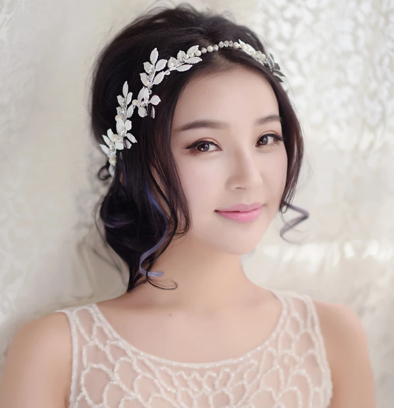 

New Arrival Handmade Tiara Noiva White Leaf Wedding Hairband Bridal Party Festival Hairwear Hair Accessory