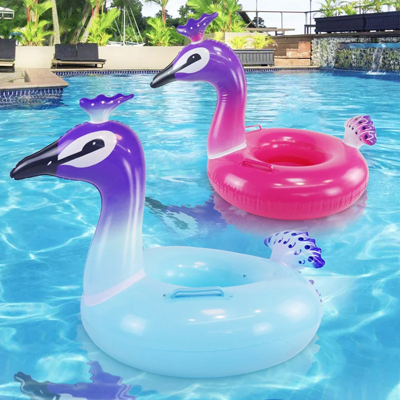 

Inflatable Peacock Swim Ring Large Pool Garden Fun Swimming Supplies Peacock Pool Float Baby Seat Circle Chair Accessories New