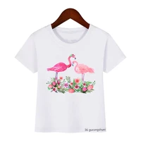 kawaii girls t shirt funny colorful flamingo graphic print tshirt cute kids clothes summer baby toddler short sleeve tops tshirt