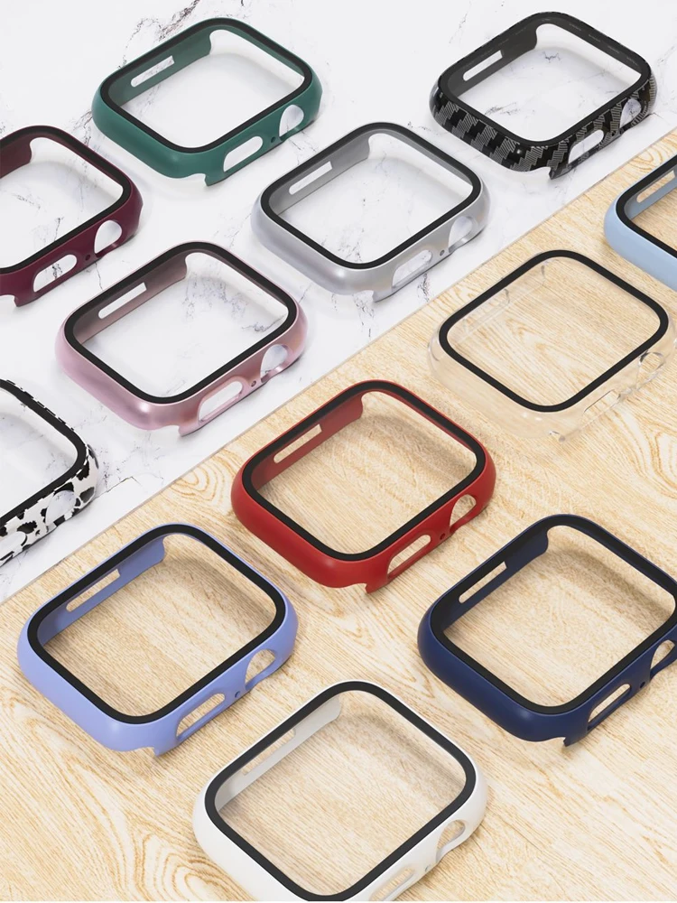 Vetro Temperato + Custodia Per Apple Watch Series 8 7 44Mm 45Mm 41Mm 40Mm 42 Iwatch 6 Se 5 4 3 Proteggi Schermo Apple Watch Accessori