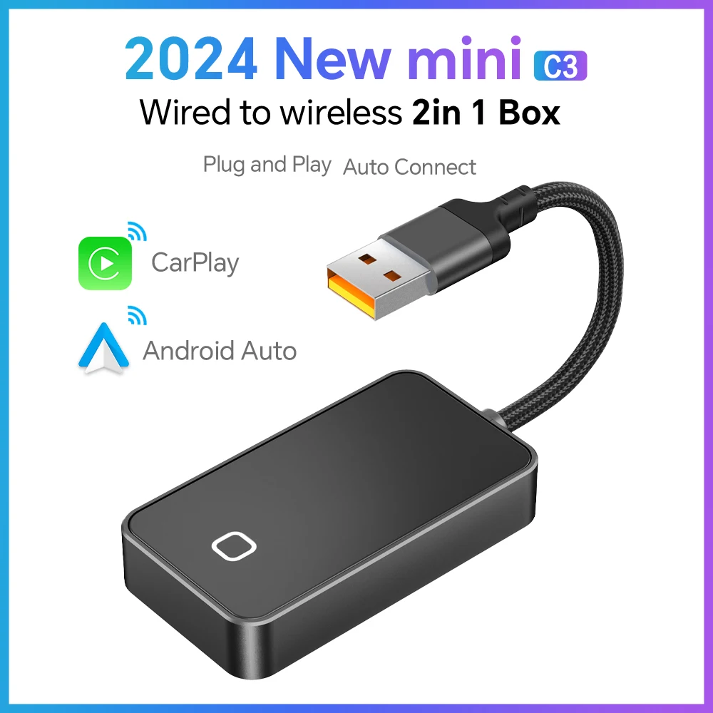 BYLITU Mini C3Новый беспроводной ключ Plug and PlayCarPlay Android AUTO Box Car Mavigation Smart Machine Interconnection BT WiFi