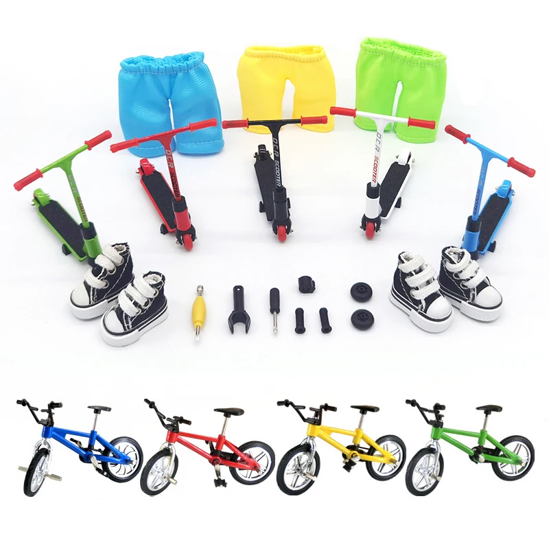 

Two Wheel Skate Finger Scooter Skateboard Shoe Accessories Set Clothes Fingerboard Bikes Fingertip Novelty Toys Scooters Child
